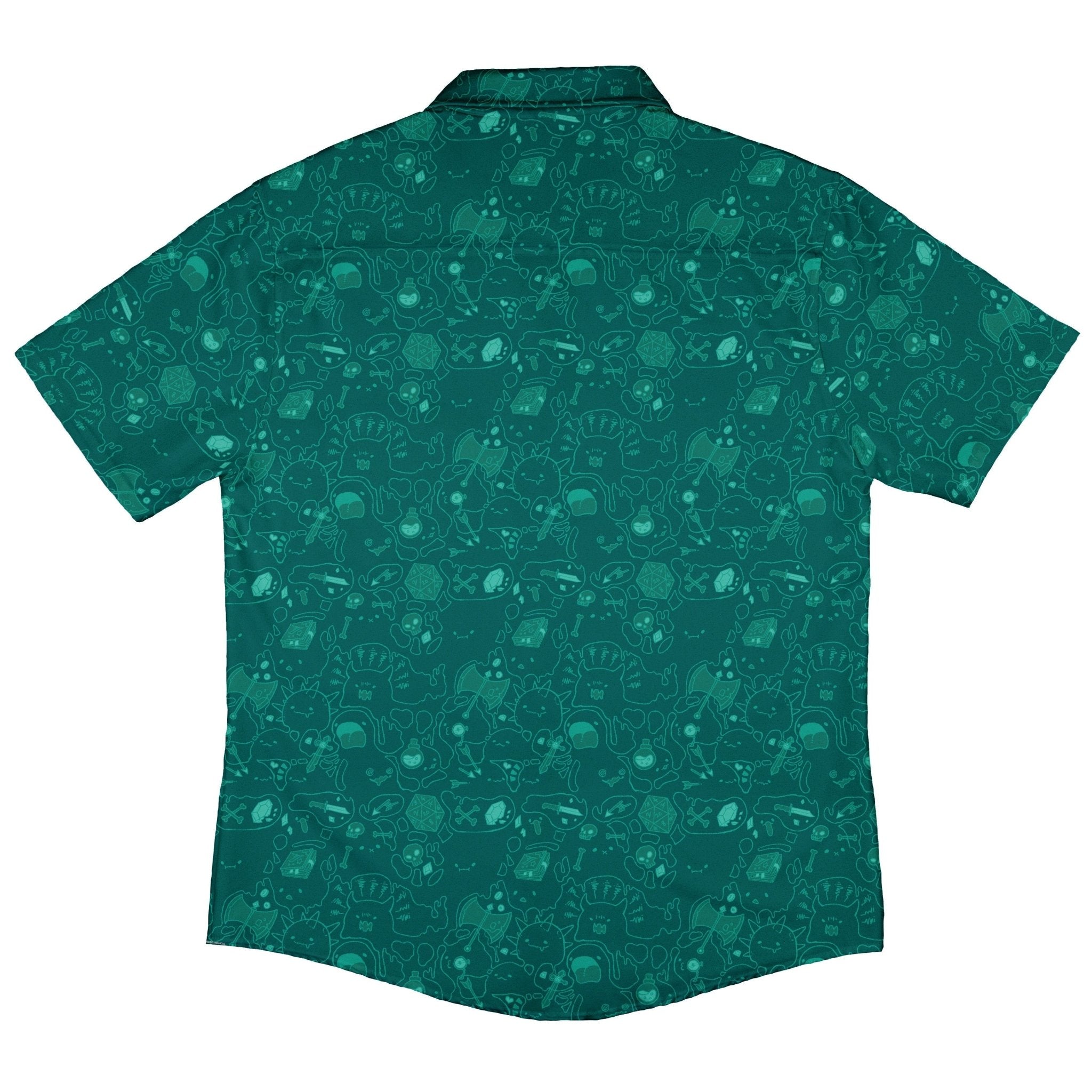Slim Cube Toxic Green Button Up Shirt - adult sizing - Design by Ardi Tong - dnd & rpg print