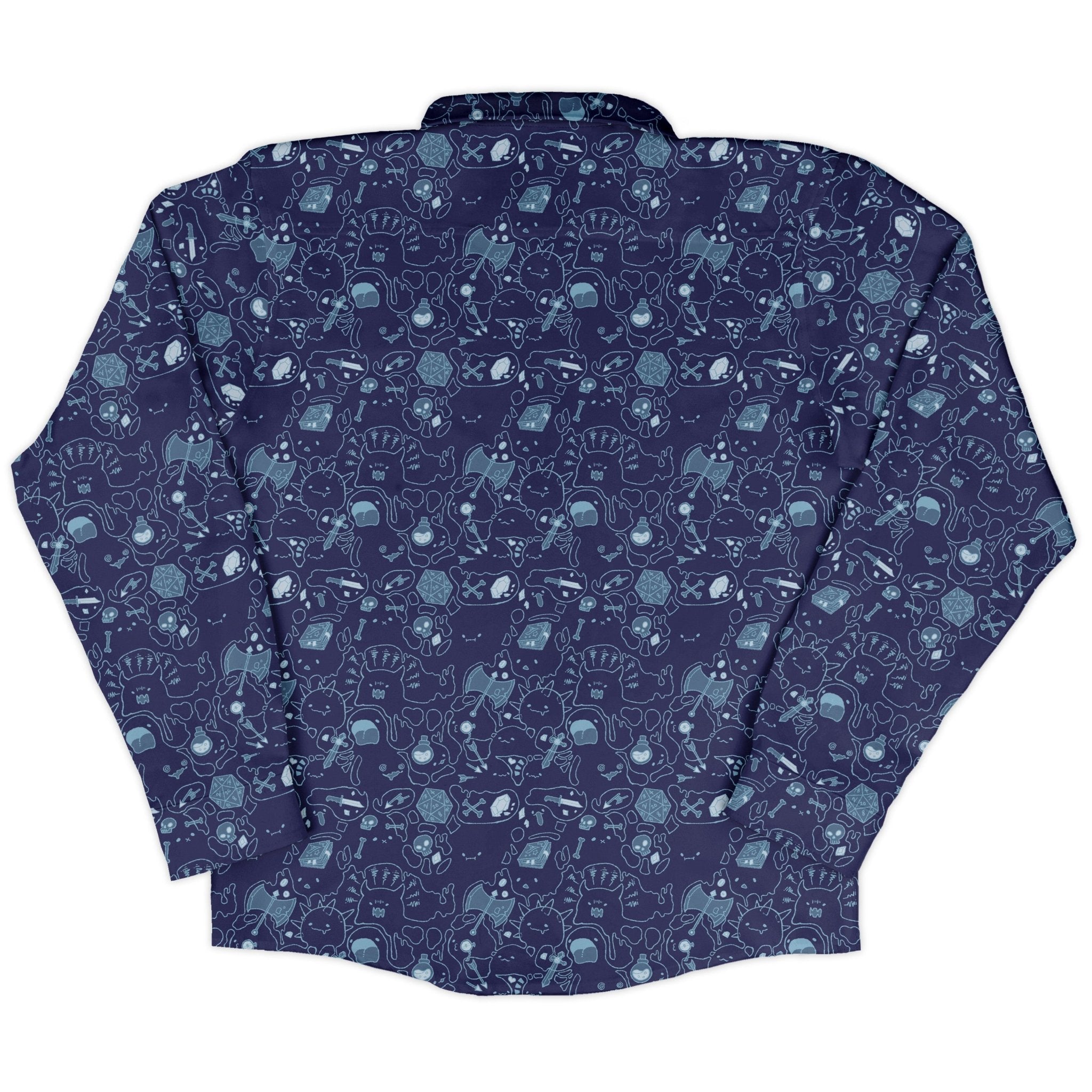 Slime Cube Bioluminescence Long Sleeve Button Up Shirt Geek Nerd adult sizing Design by Ardi Tong dnd & rpg print