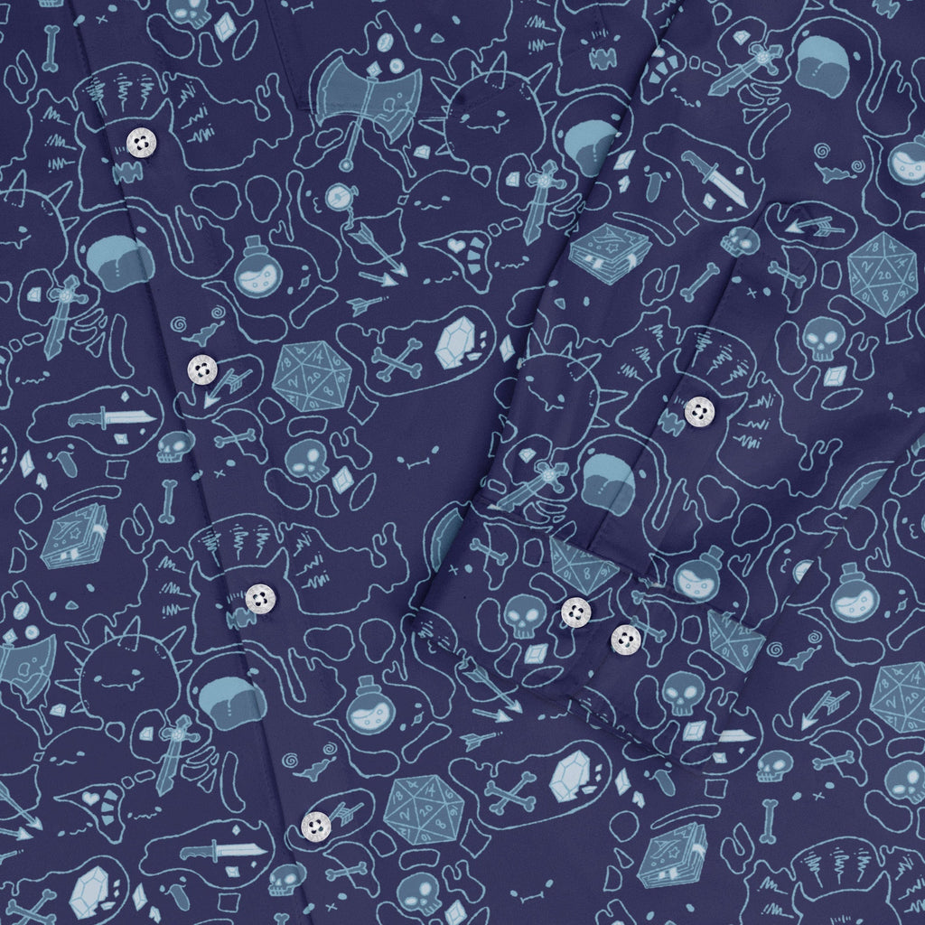 Slime Cube Bioluminescence Long Sleeve Button Up Shirt Geek Nerd adult sizing Design by Ardi Tong dnd & rpg print