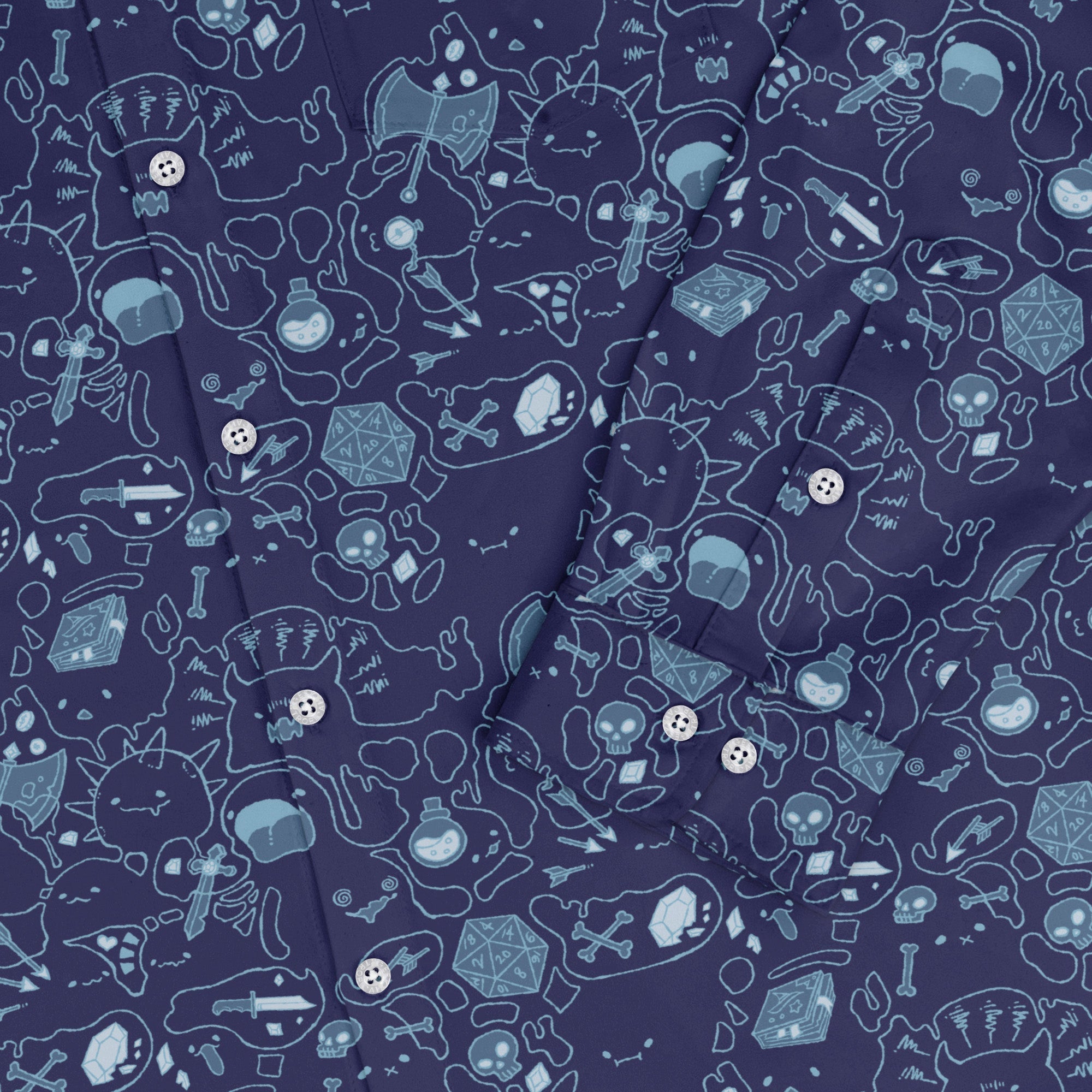 Slime Cube Bioluminescence Long Sleeve Button Up Shirt Geek Nerd adult sizing Design by Ardi Tong dnd & rpg print