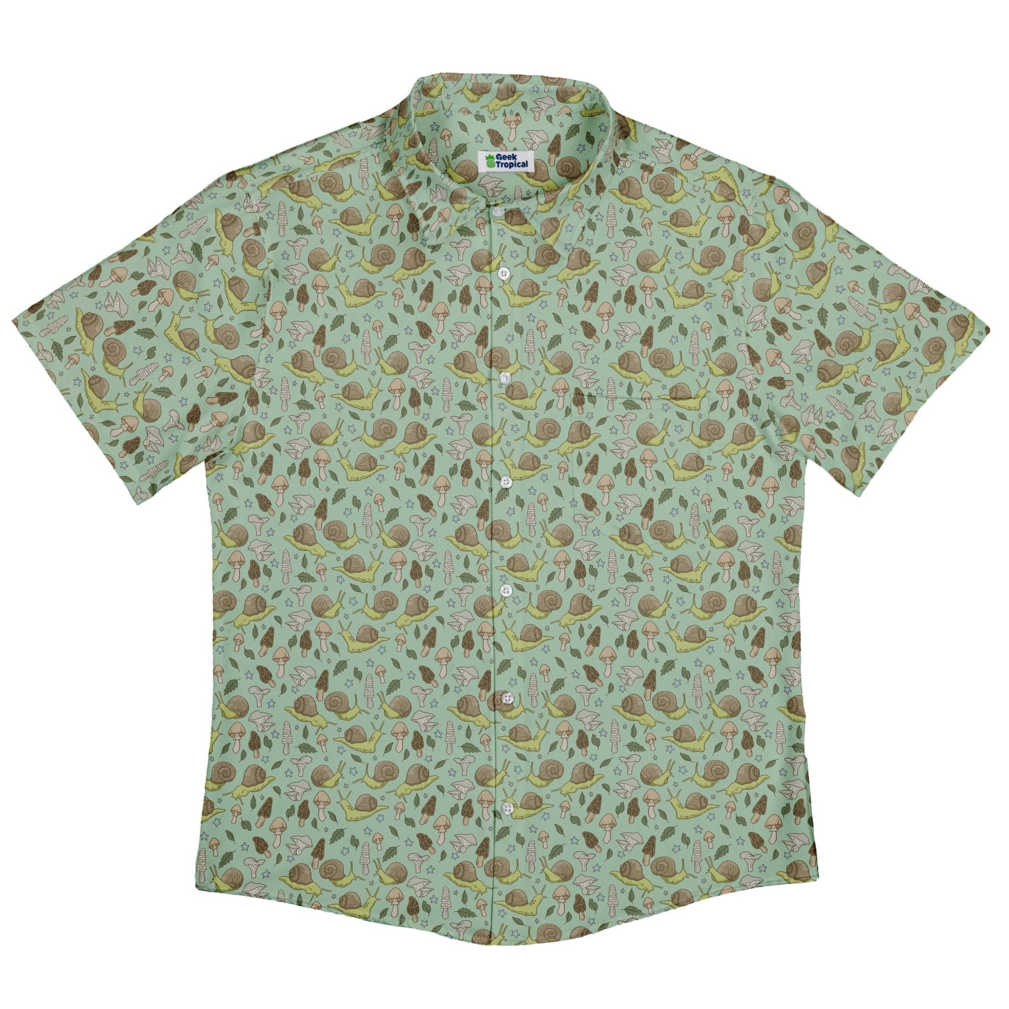 Slow Spore Trail Button Up Shirt Geek Nerd adult sizing animal patterns botany print