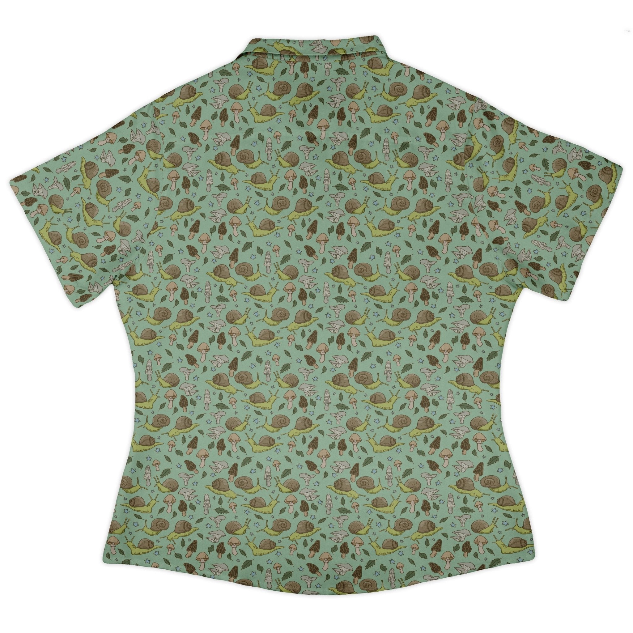 Slow Spore Trail Curvy Button Up Shirt Geek Nerd animal patterns botany print Design by Julie Kitzes