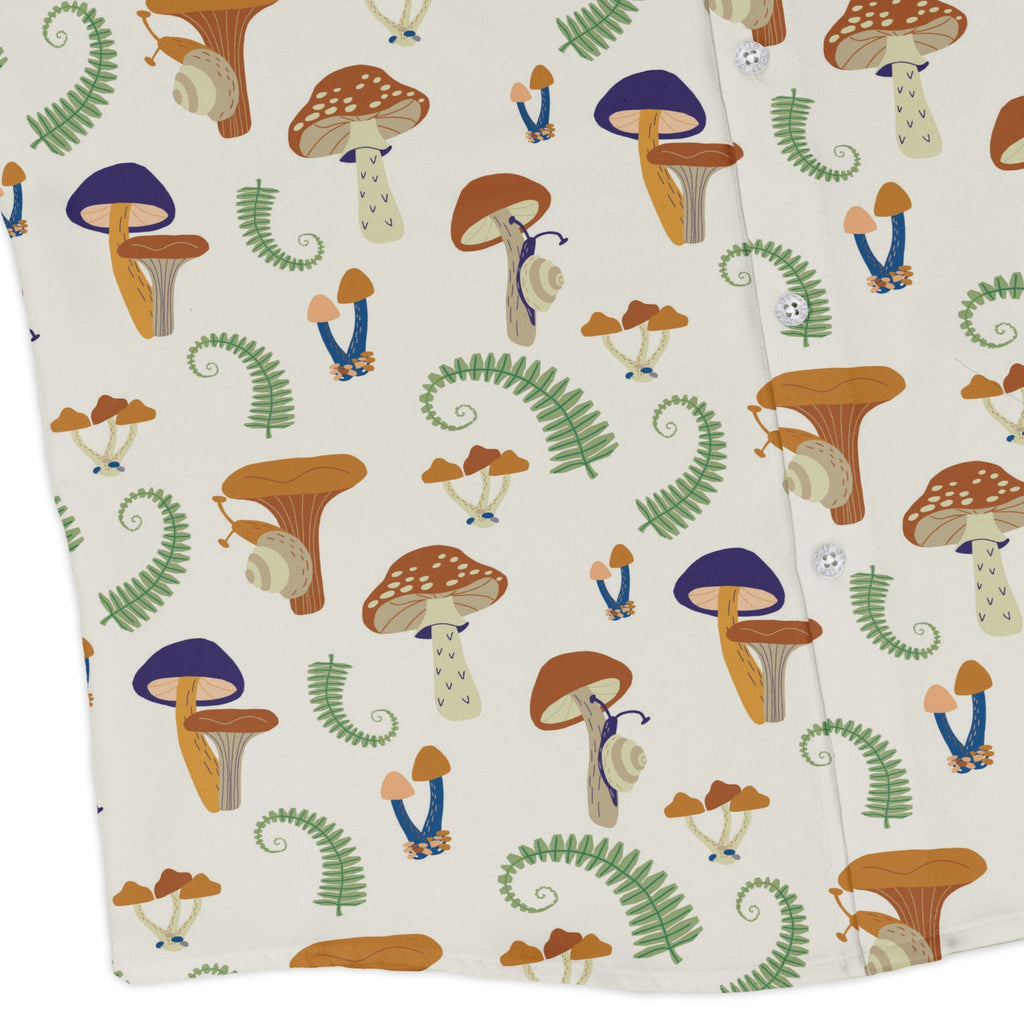 Snails and Mushrooms Botany Long Sleeve Button Up Shirt Geek Nerd adult sizing Botany Print FLOW DESC WRITING