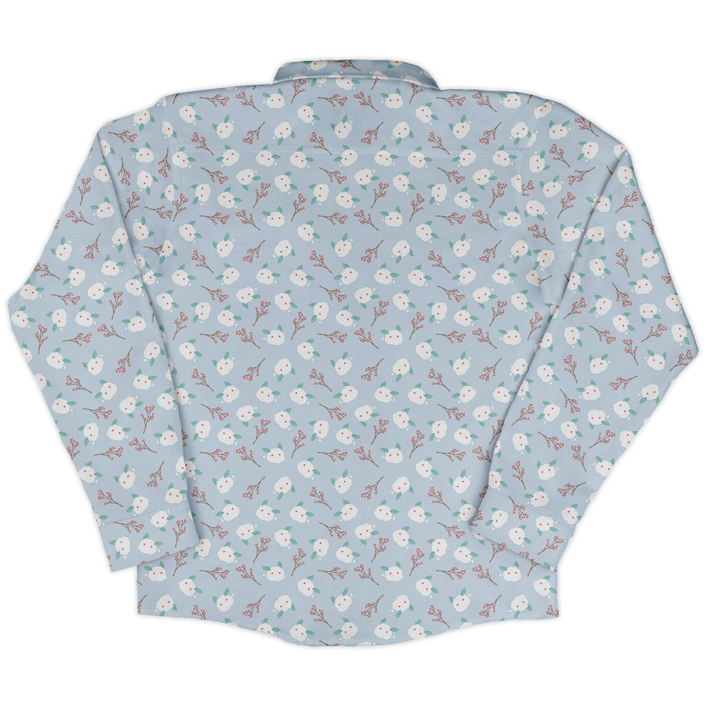 Snow Bunnies Long Sleeve Button Up Shirt Geek Nerd adult sizing Anime Christmas Print