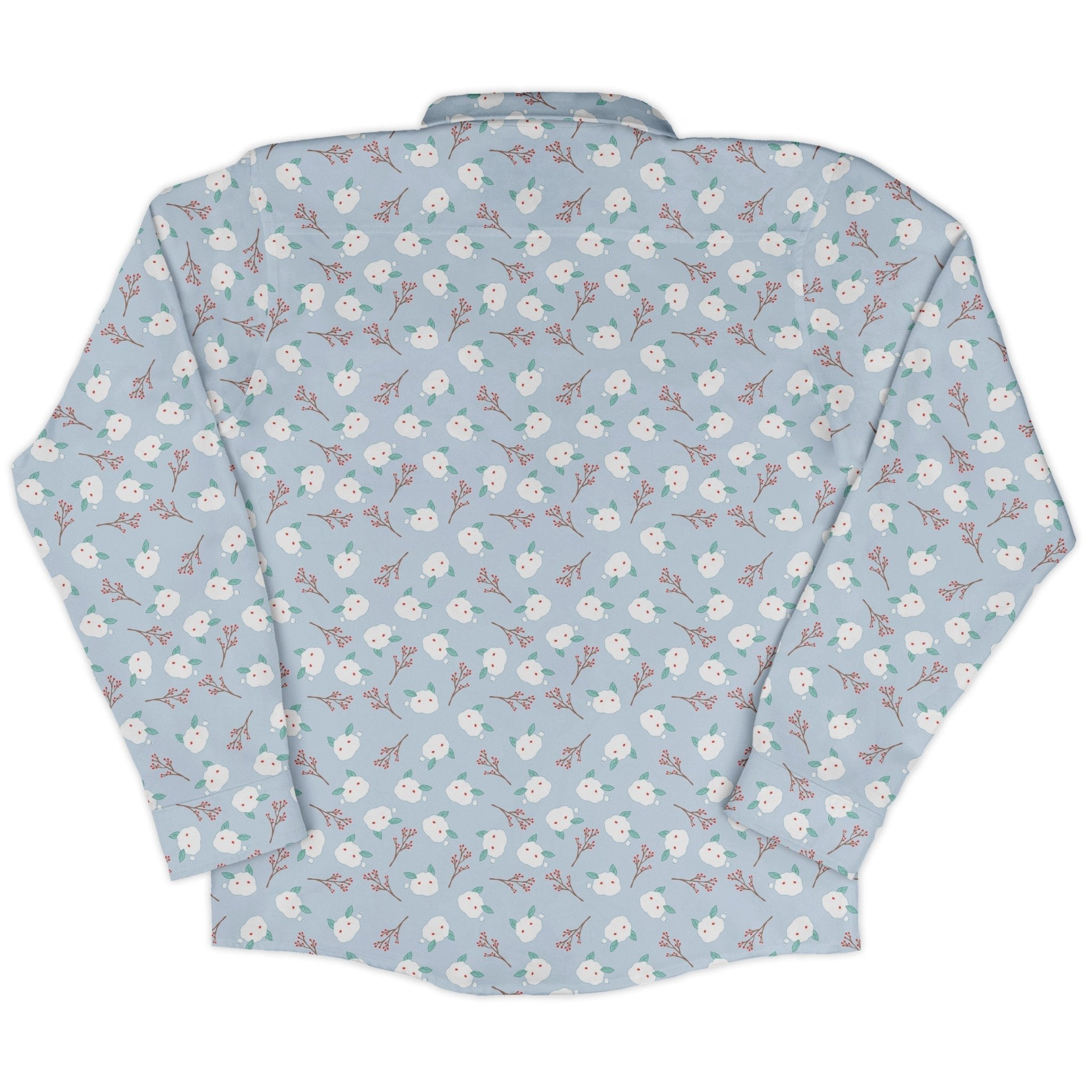 Snow Bunnies Long Sleeve Button Up Shirt Geek Nerd adult sizing Anime Christmas Print