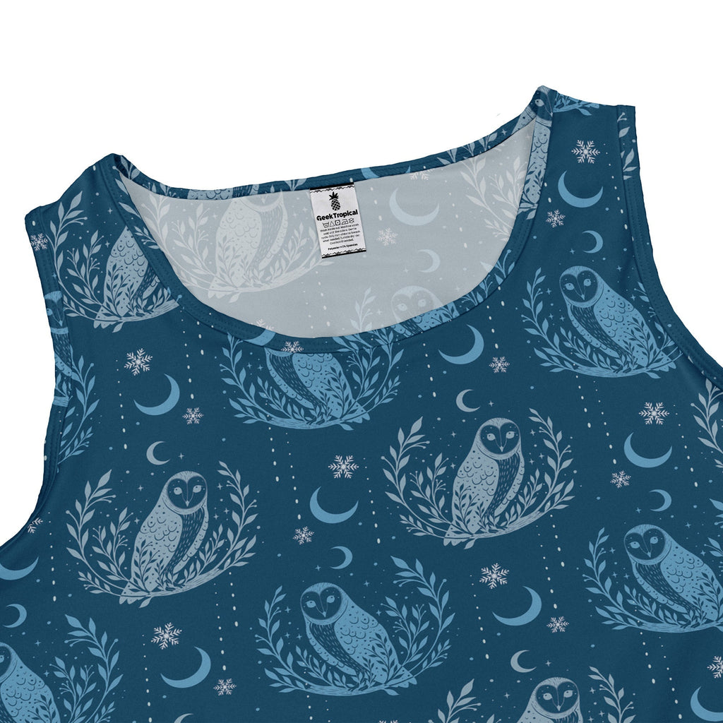 Snow Owl Night Flight Dress Geek Nerd Christmas Print Design by Episodic lx - C