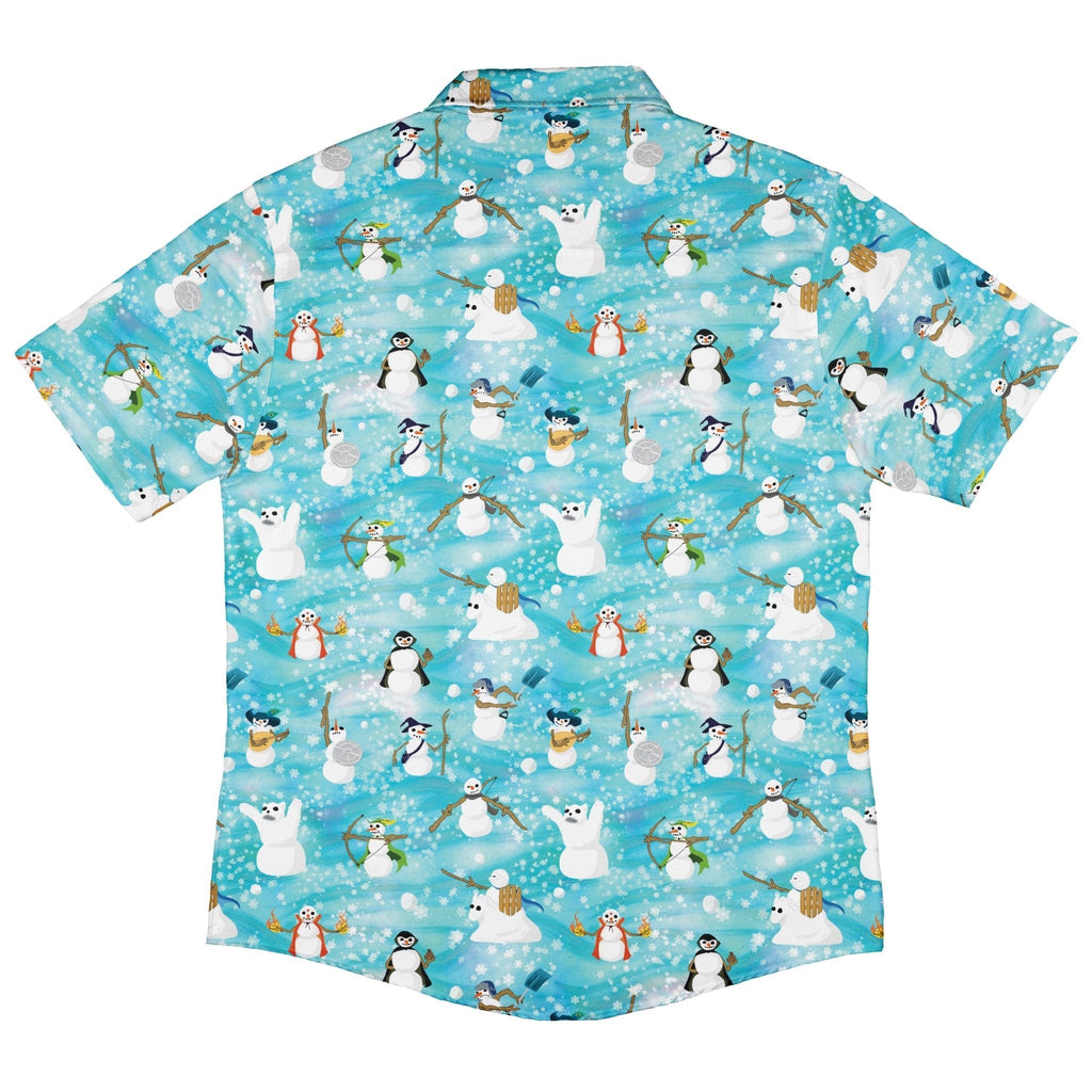 Snowmen Dnd Classes Button Up Shirt Geek Nerd adult sizing Christmas Print Designs by Nathan
