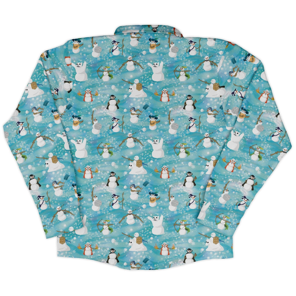 Snowmen Dnd Classes Long Sleeve Button Up Shirt Geek Nerd adult sizing Christmas Print Designs by Nathan