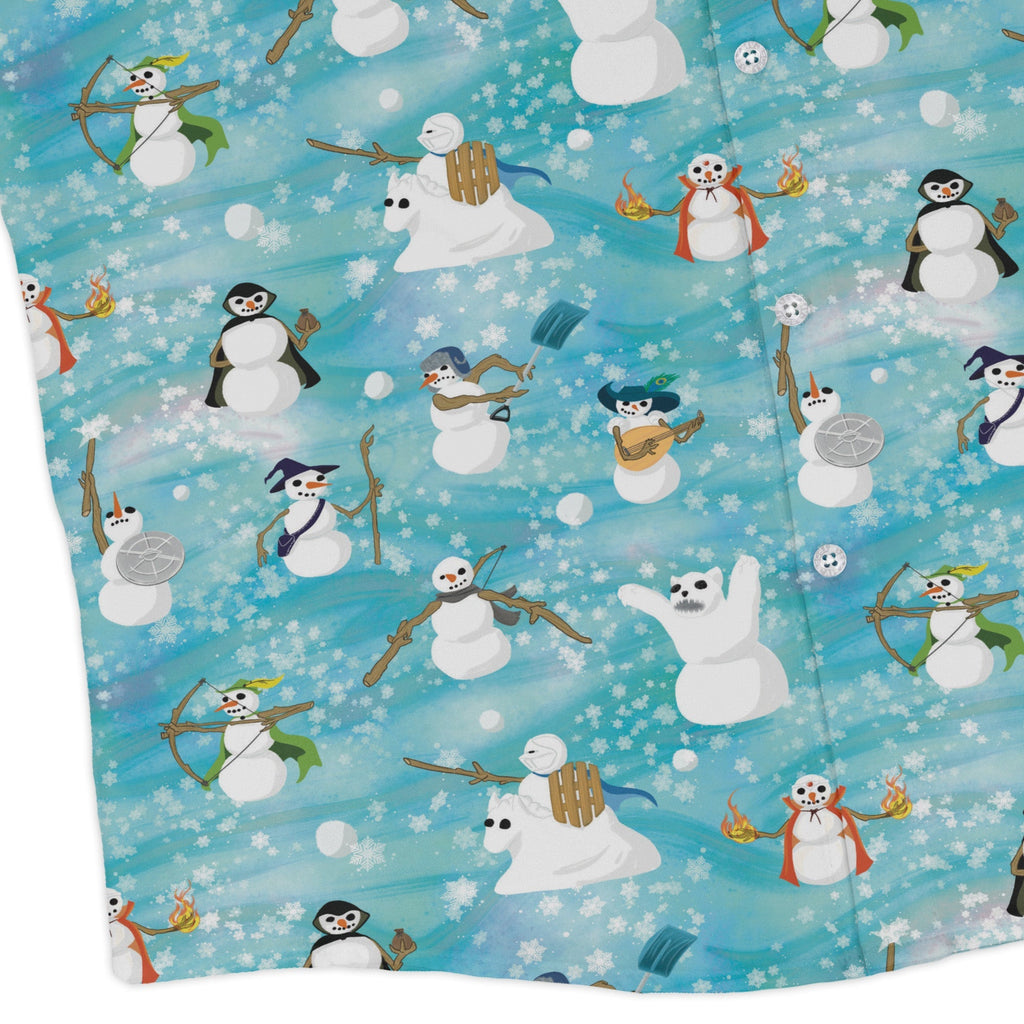Snowmen Dnd Classes Long Sleeve Button Up Shirt Geek Nerd adult sizing Christmas Print Designs by Nathan