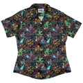 Space Alien Yoga Red Curvy Button Up Shirt Geek Nerd Designs by Nathan outer space & astronaut print Q3