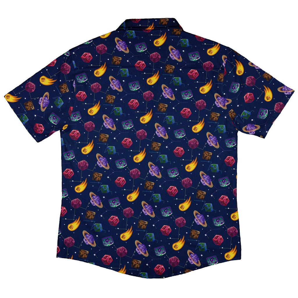 Space DND Dice Planets Button Up Shirt - adult sizing - Design by Carla Morrow - dnd & rpg print