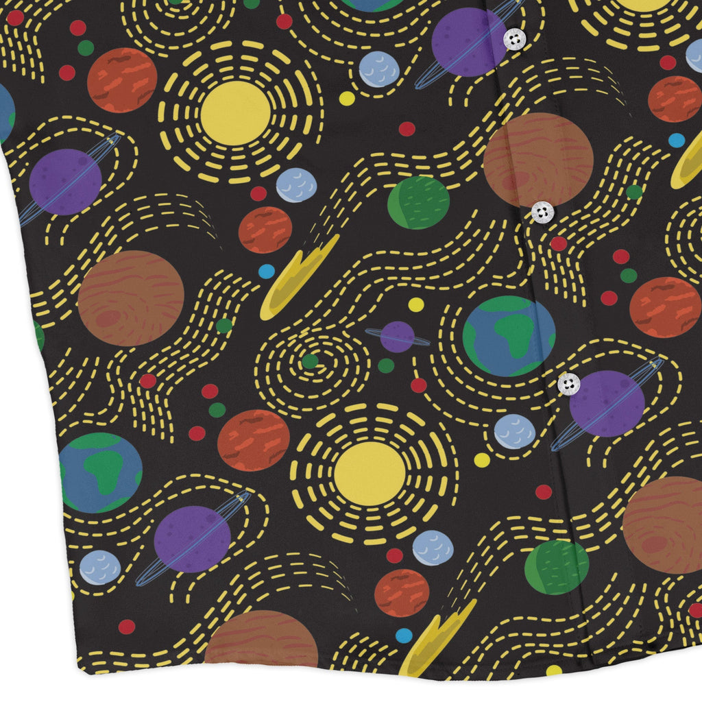Space Explorers Long Sleeve Button Up Shirt Geek Nerd adult sizing Design by Heather Davenport FLOW DESC WRITING