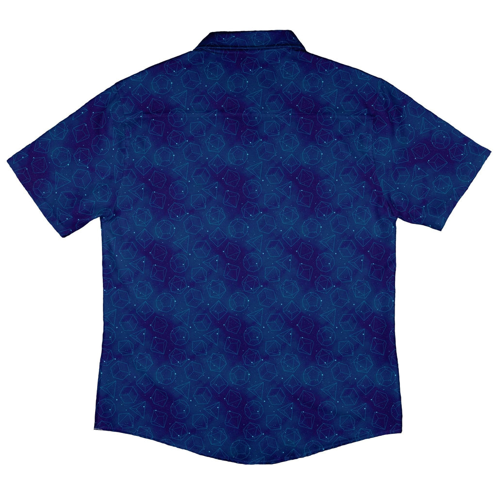 Space RPG Dice Pattern Blue Dnd Button Up Shirt - adult sizing - dnd & rpg print - outer space & astronaut print