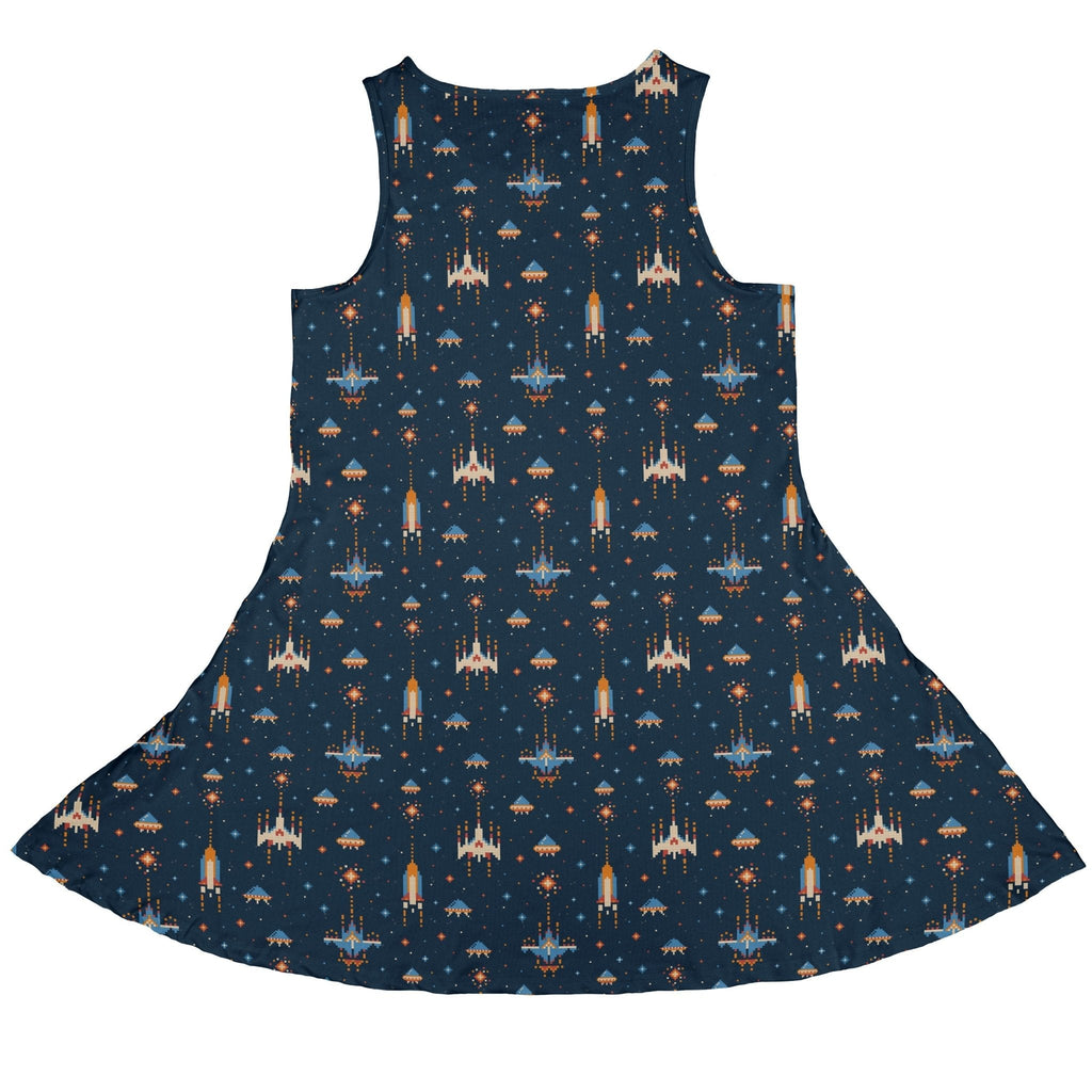 Space Retro Arcade Dress Geek Nerd lx - C outer space & astronaut print video game arcade print