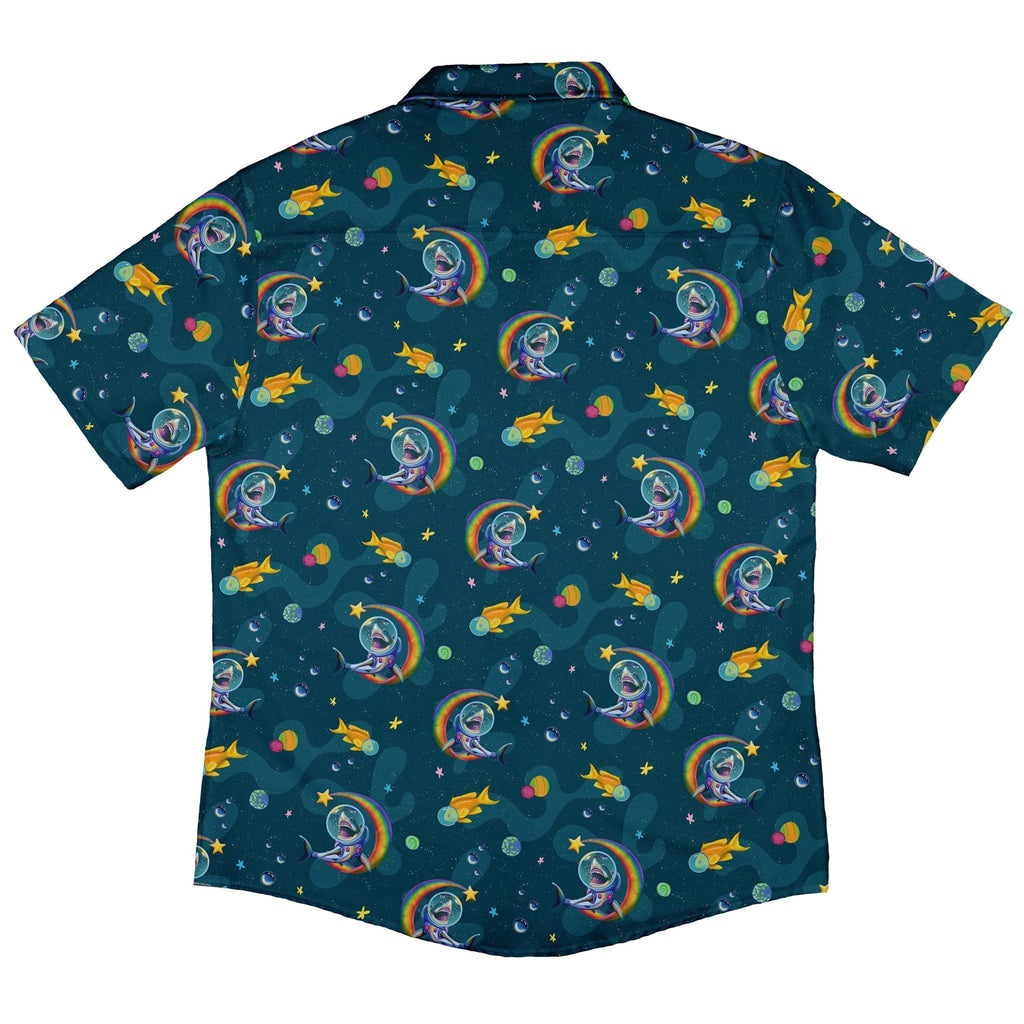 Space Sharks Button Up Shirt - adult sizing - Animal Patterns - Design by Carla Morrow