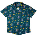 Space Sharks Button Up Shirt - adult sizing - Animal Patterns - Design by Carla Morrow