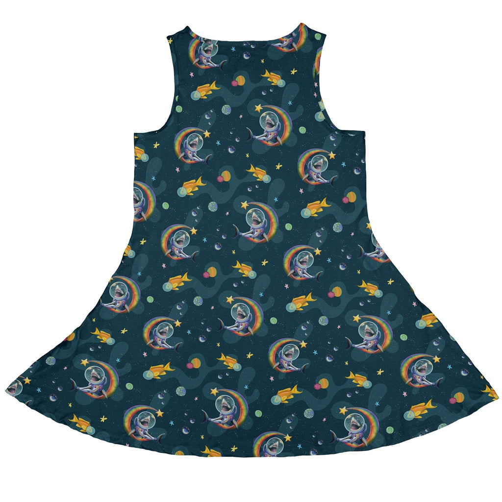 Space Sharks Dress Geek Nerd Animal Patterns Design by Carla Morrow lx - C