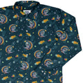 Space Sharks Long Sleeve Button Up Shirt Geek Nerd adult sizing Animal Patterns Design by Carla Morrow