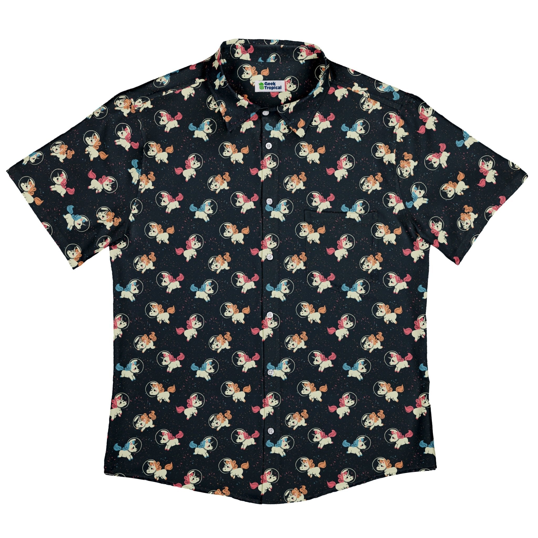 Space Unicorns Button Up Shirt Geek Nerd 0925 adult sizing All Adult Button Up Shirts