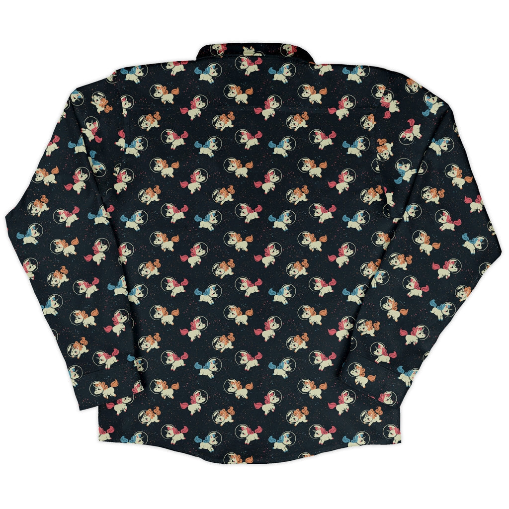 Space Unicorns Long Sleeve Button Up Shirt Geek Nerd 0925 adult sizing All Adult Button Up Shirts