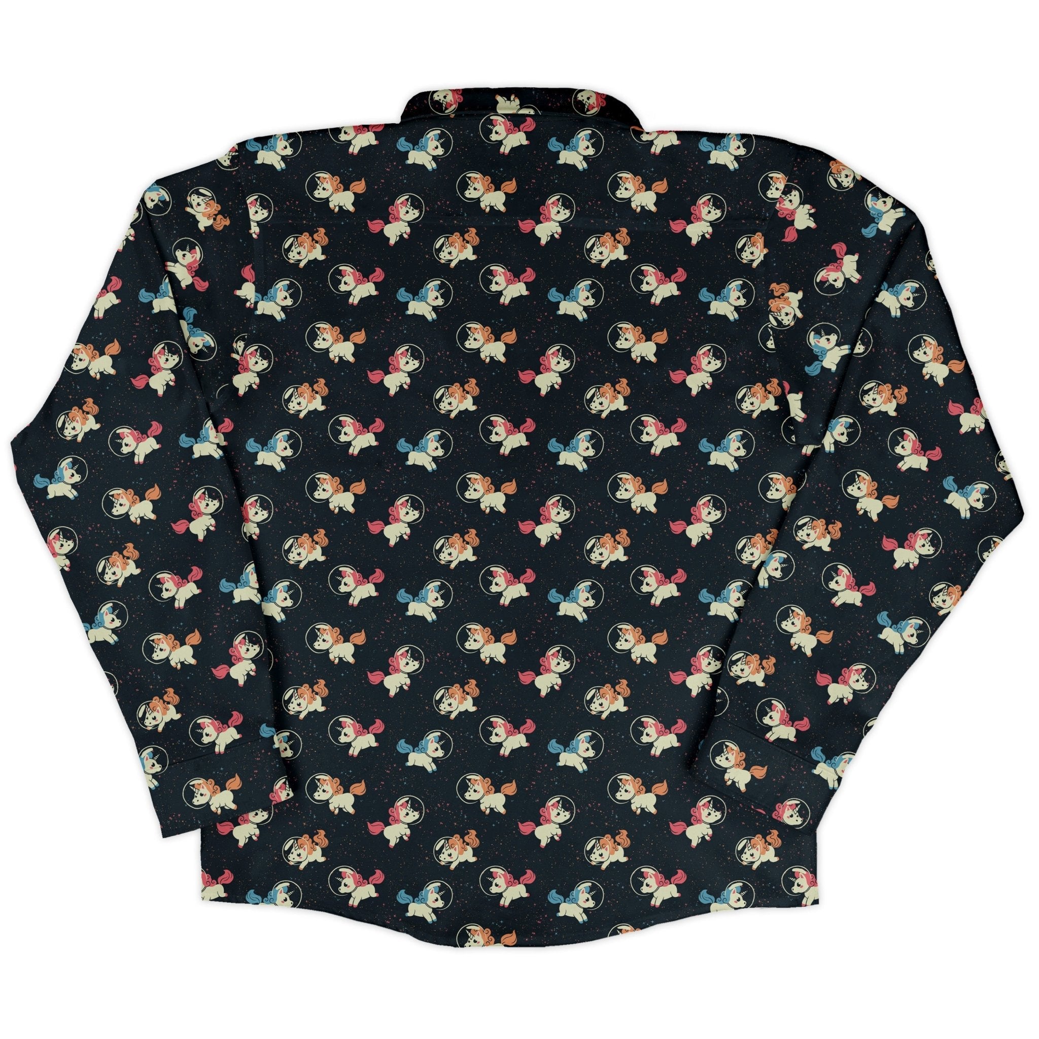 Space Unicorns Long Sleeve Button Up Shirt Geek Nerd 0925 adult sizing All Adult Button Up Shirts