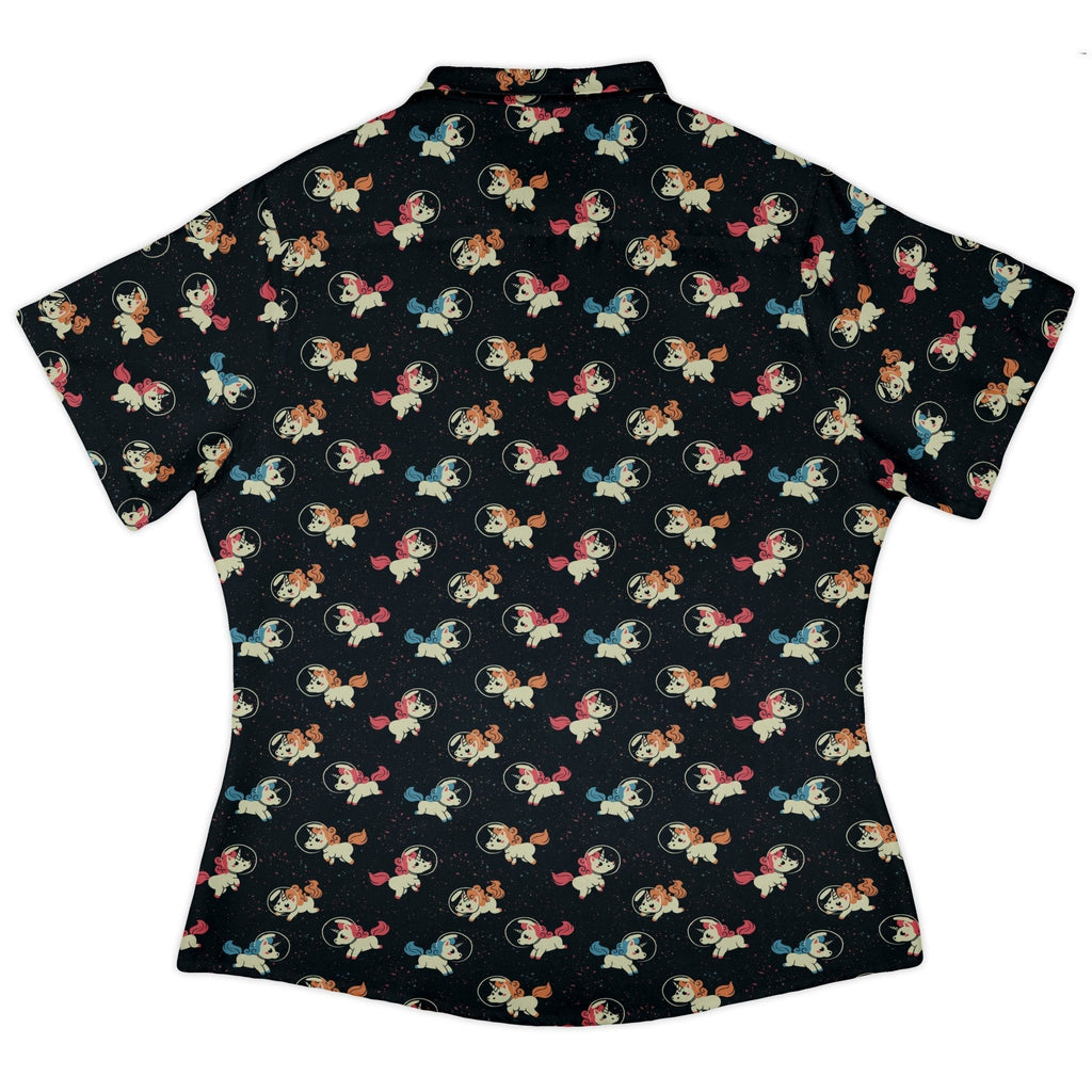Space Unicorns Curvy Button Up Shirt Geek Nerd 0925 All Adult Button Up Shirts Design by Tobe Fonseca