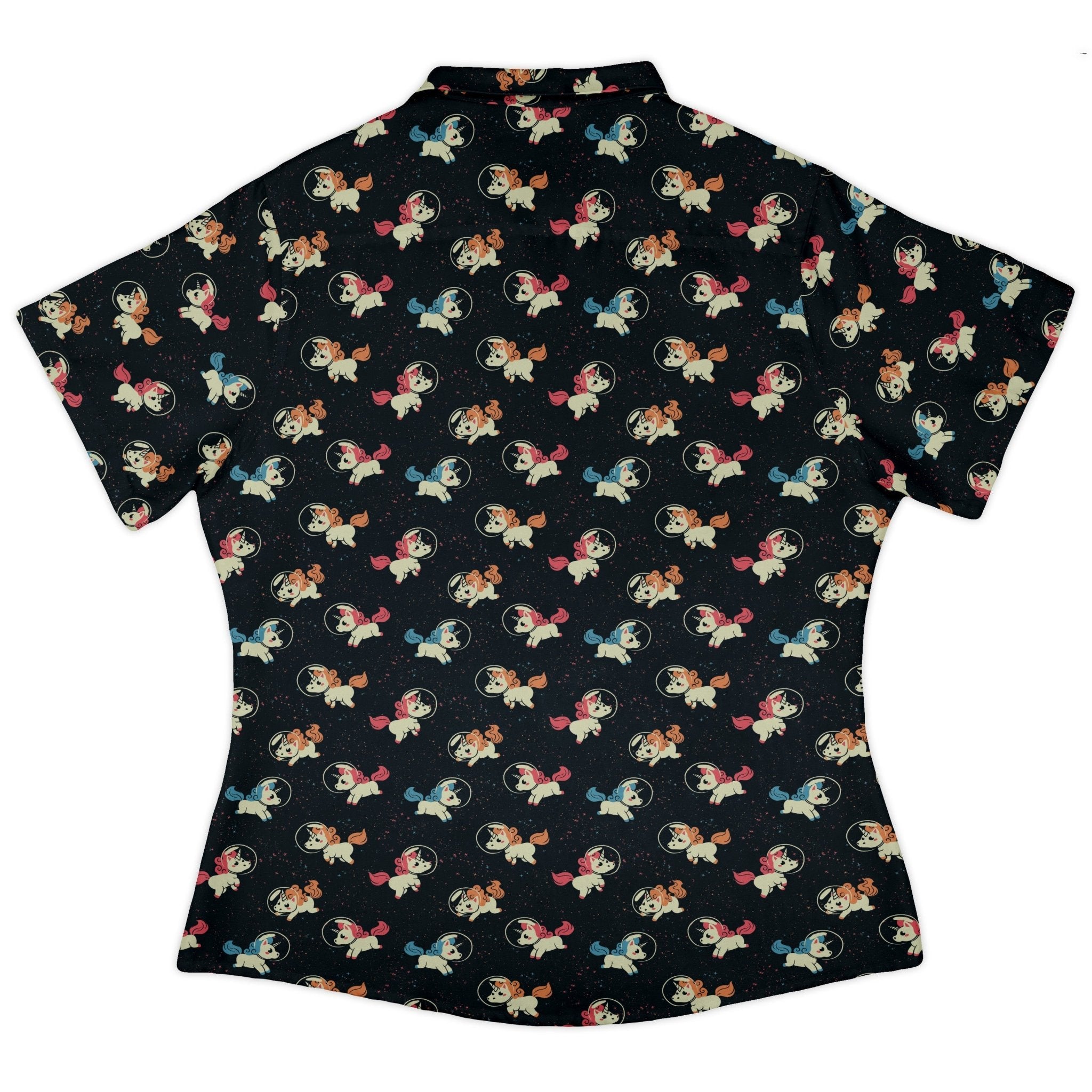 Space Unicorns Curvy Button Up Shirt Geek Nerd 0925 All Adult Button Up Shirts Design by Tobe Fonseca