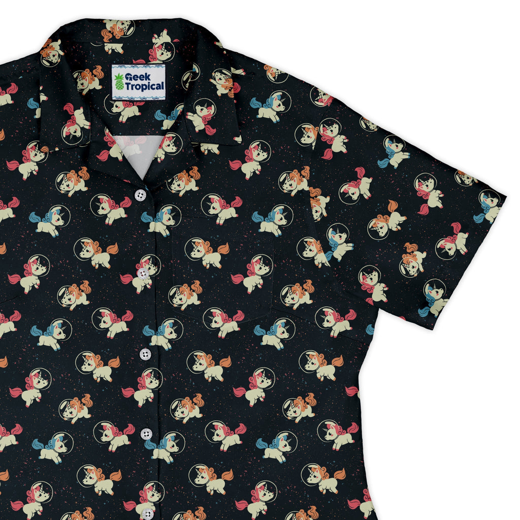 Space Unicorns Curvy Button Up Shirt Geek Nerd 0925 All Adult Button Up Shirts Design by Tobe Fonseca