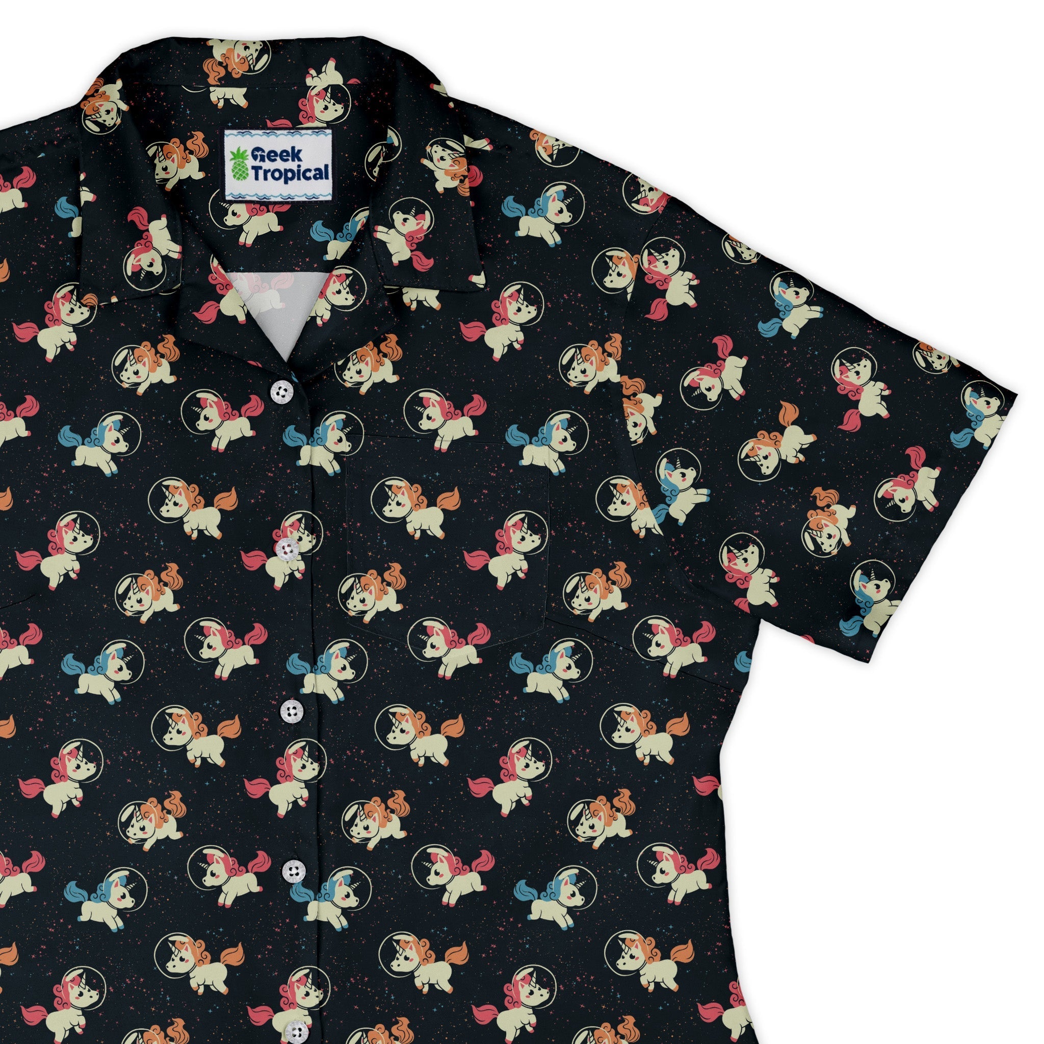 Space Unicorns Curvy Button Up Shirt Geek Nerd 0925 All Adult Button Up Shirts Design by Tobe Fonseca