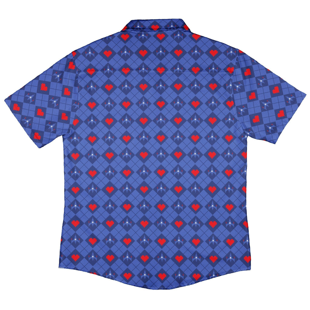 Space Fighter Heart Button Up Shirt Geek Nerd adult sizing Design by Heather Davenport q225