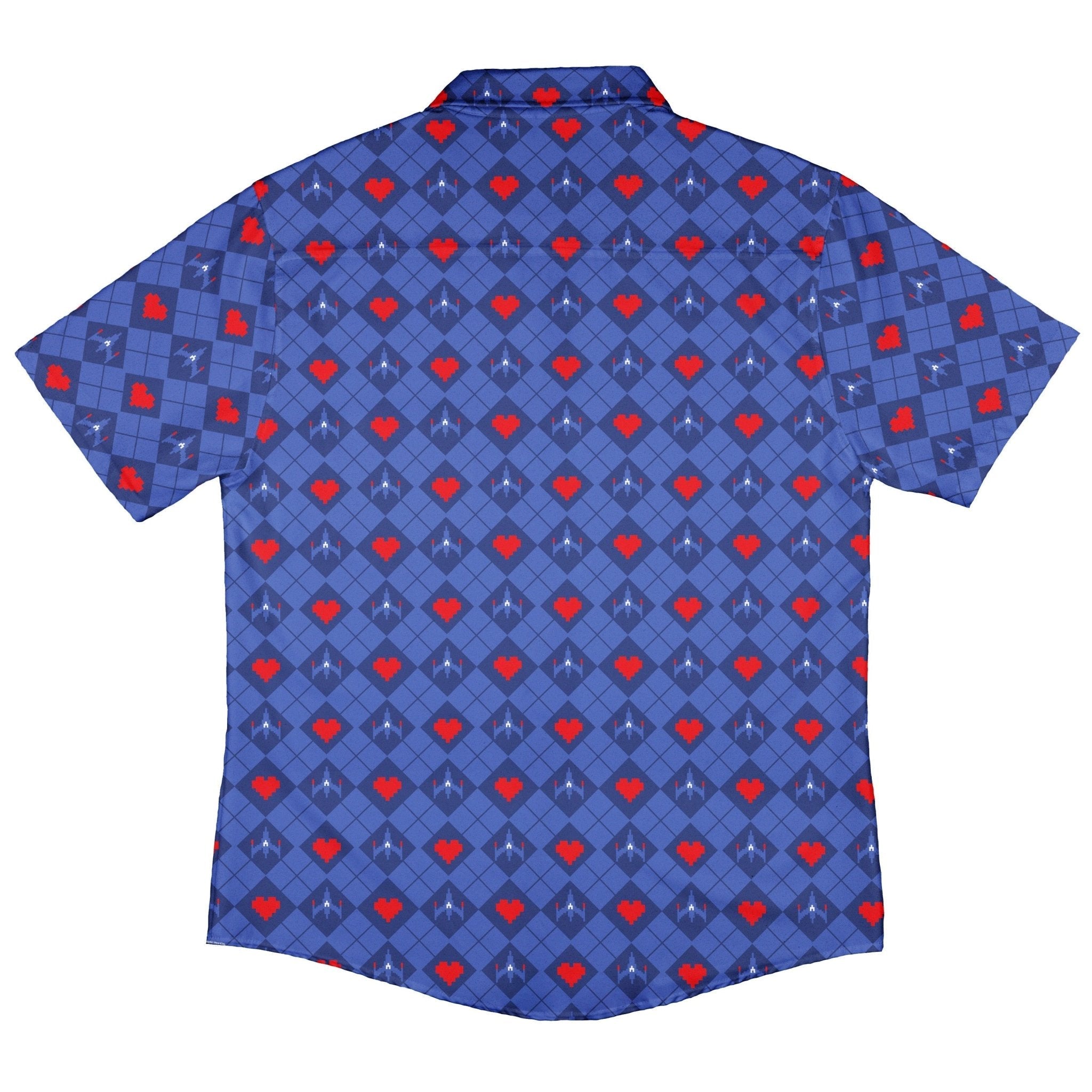 Space Fighter Heart Button Up Shirt Geek Nerd adult sizing Design by Heather Davenport q225