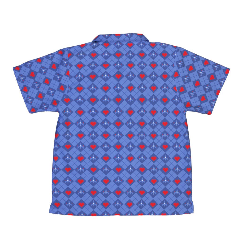 Space Fighter Heart Youth Hawaiian Shirt Geek Nerd Design by Heather Davenport q225 video game arcade print
