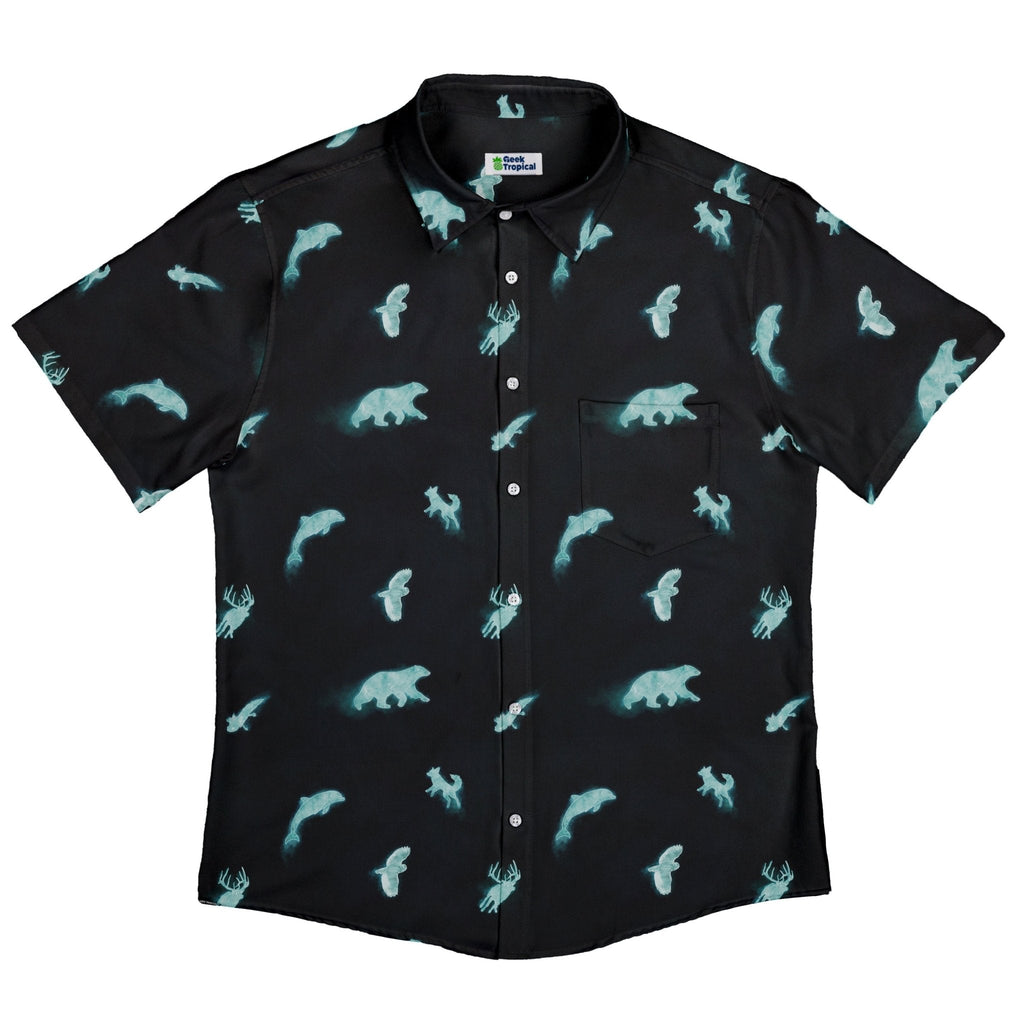 Spirit Animals Button Up Shirt Geek Nerd adult sizing animal patterns Designs by Nathan