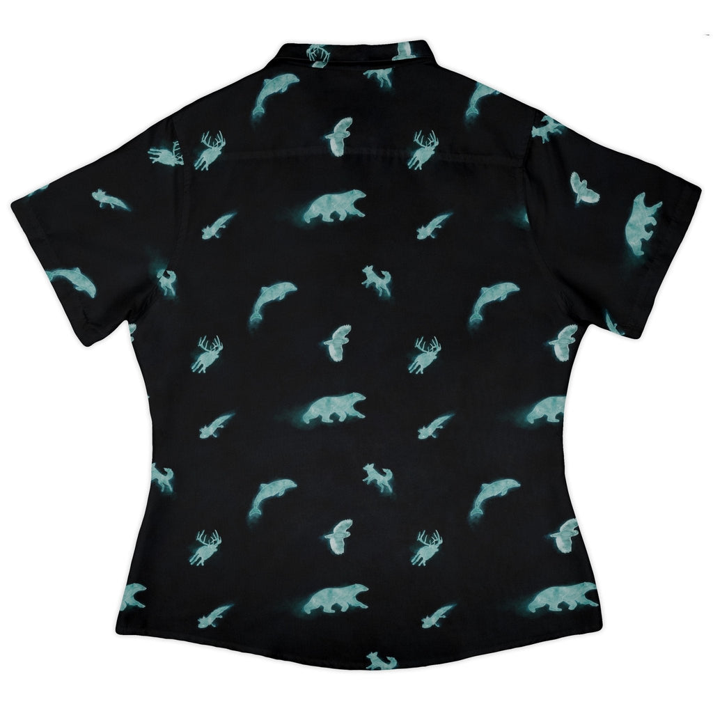 Spirit Animals Curvy Button Up Shirt Geek Nerd animal patterns Designs by Nathan q225