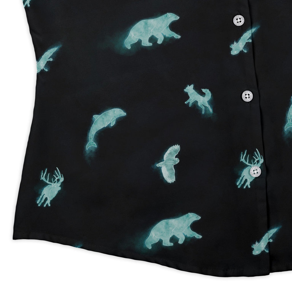 Spirit Animals Curvy Button Up Shirt Geek Nerd animal patterns Designs by Nathan q225
