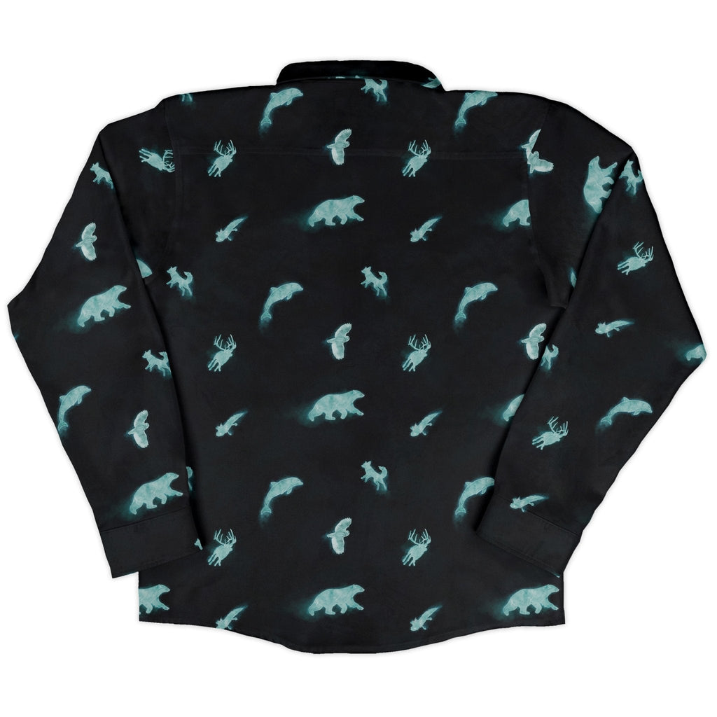 Spirit Animals Long Sleeve Button Up Shirt Geek Nerd adult sizing animal patterns Designs by Nathan
