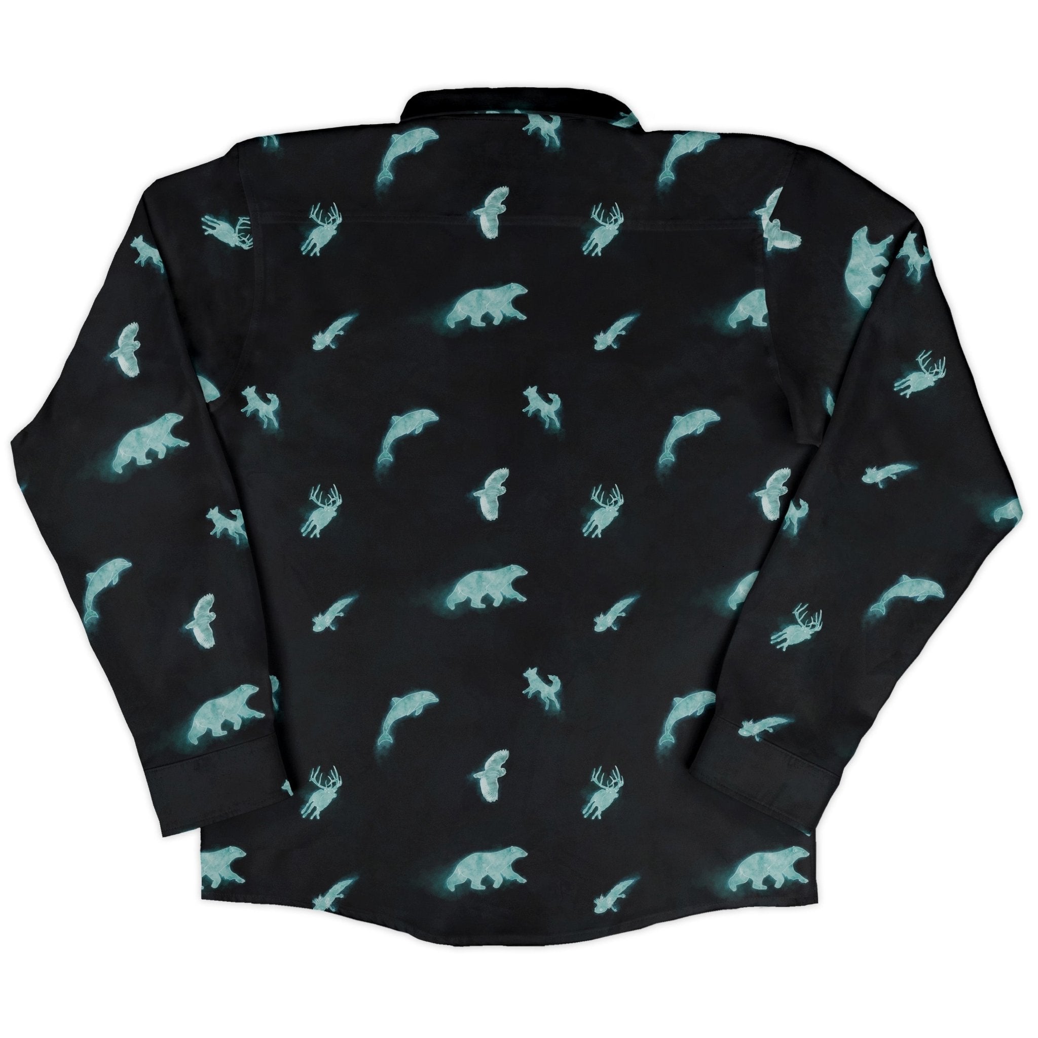Spirit Animals Long Sleeve Button Up Shirt Geek Nerd adult sizing animal patterns Designs by Nathan