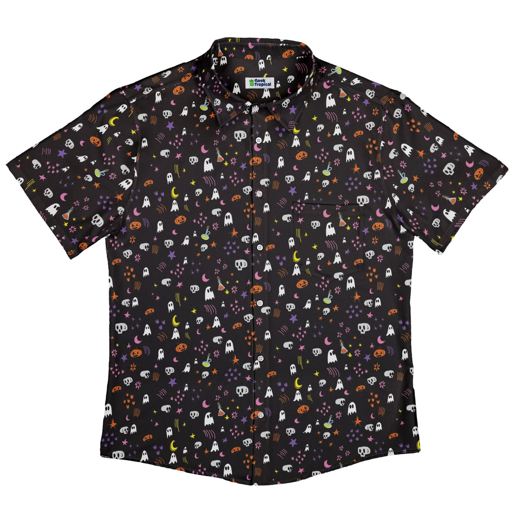 Spooky Doodles Button Up Shirt Geek Nerd 0925 adult sizing All Adult Button Up Shirts