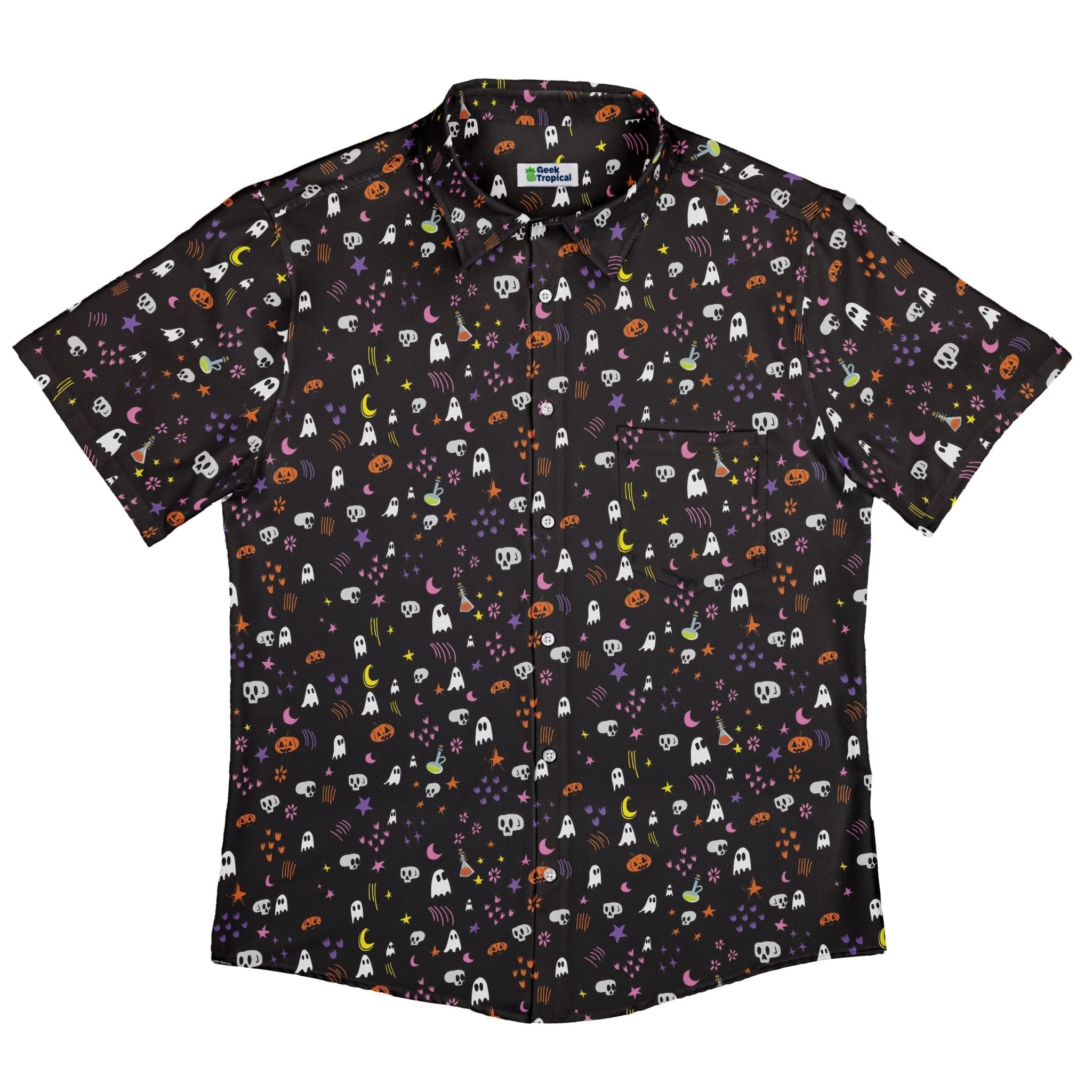 Spooky Doodles Button Up Shirt Geek Nerd 0925 adult sizing All Adult Button Up Shirts