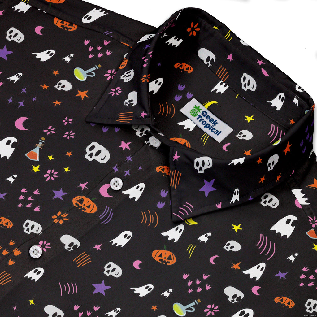 Spooky Doodles Button Up Shirt Geek Nerd 0925 adult sizing All Adult Button Up Shirts