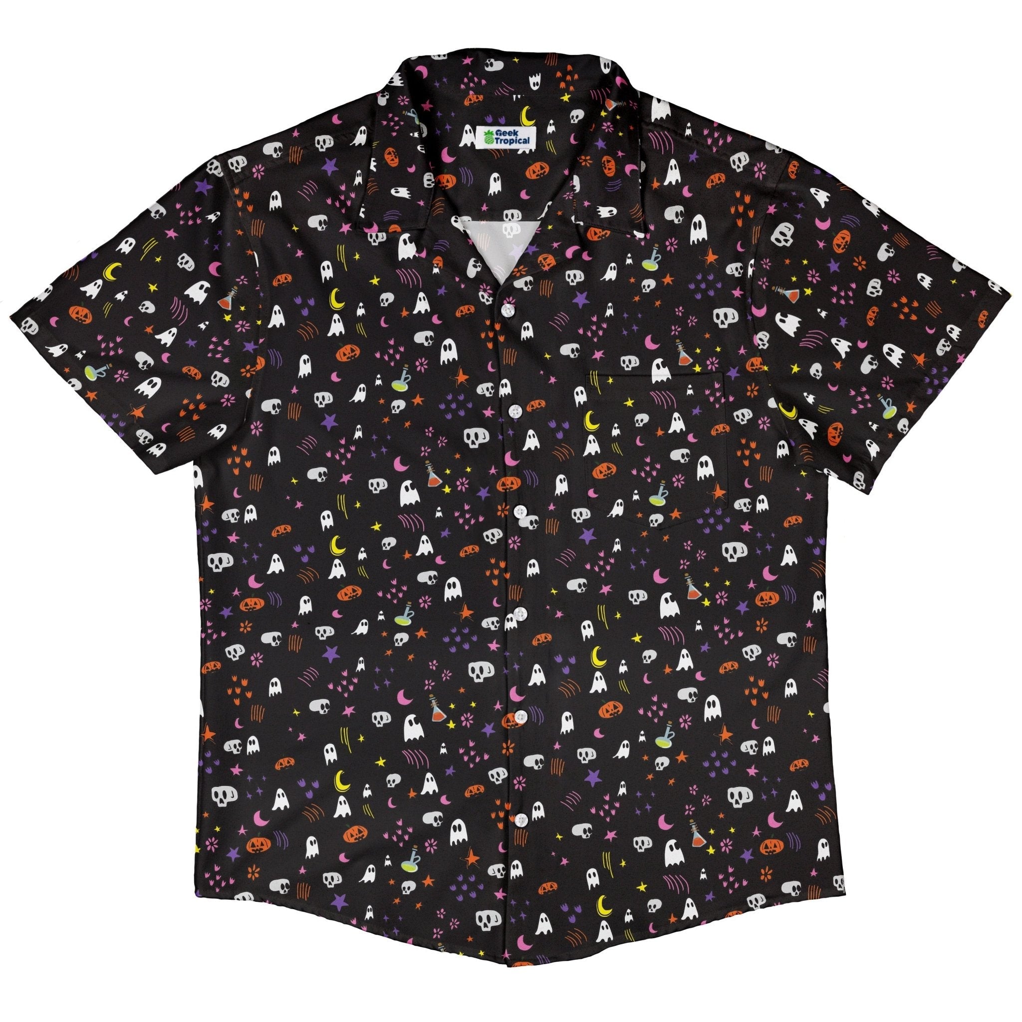 Spooky Doodles Button Up Shirt Geek Nerd 0925 adult sizing All Adult Button Up Shirts