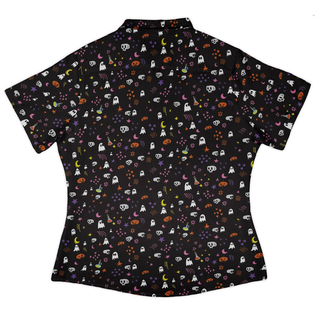 Spooky Doodles Curvy Button Up Shirt Geek Nerd 0925 All Adult Button Up Shirts Design by Heather Davenport