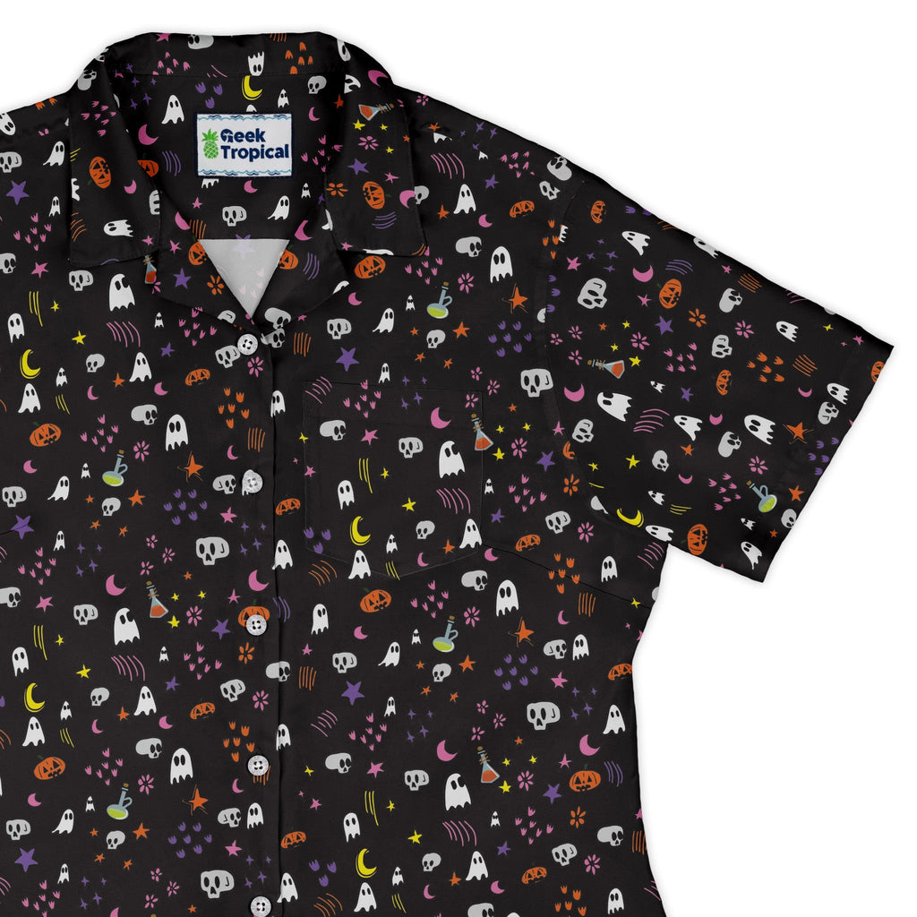 Spooky Doodles Curvy Button Up Shirt Geek Nerd 0925 All Adult Button Up Shirts Design by Heather Davenport
