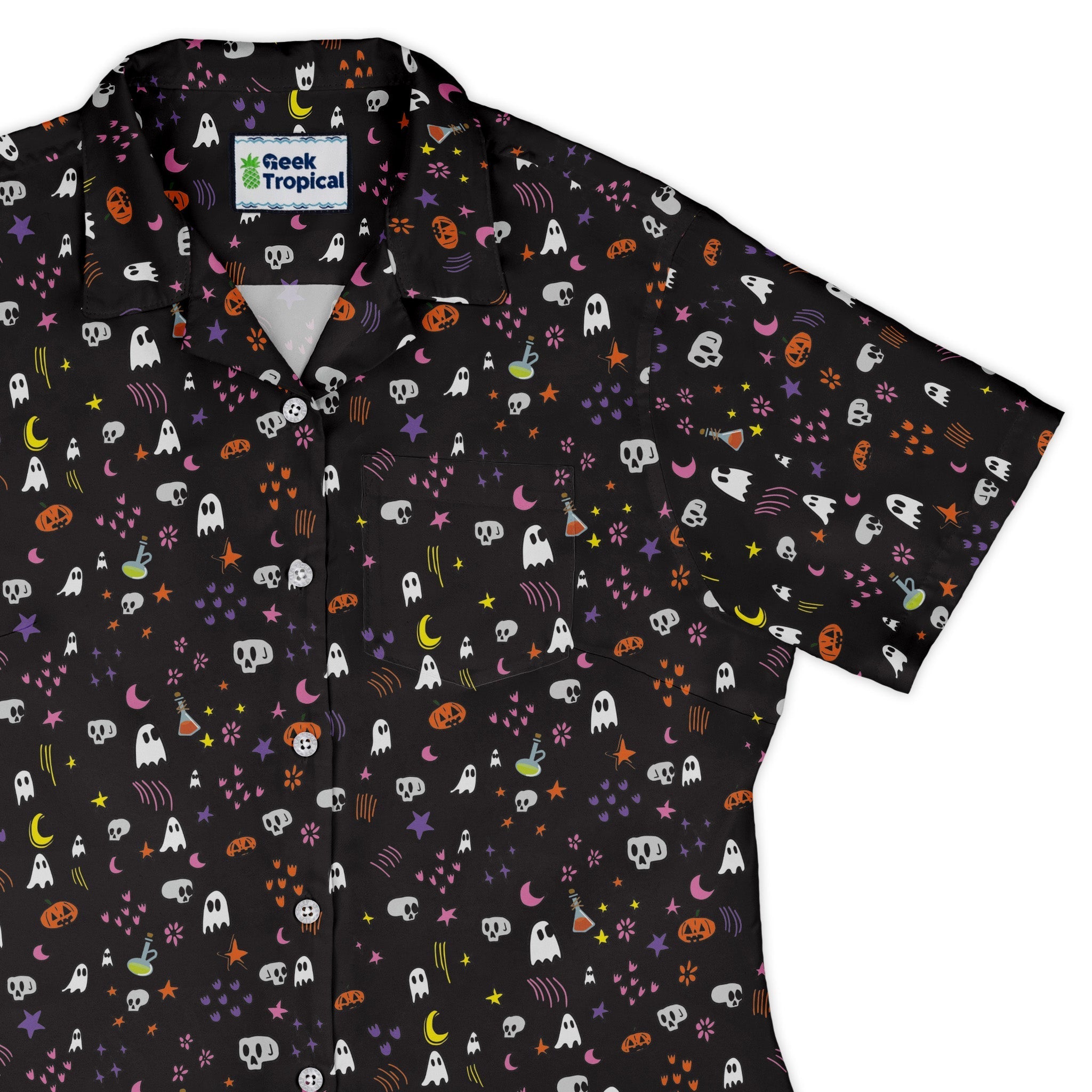 Spooky Doodles Curvy Button Up Shirt Geek Nerd 0925 All Adult Button Up Shirts Design by Heather Davenport