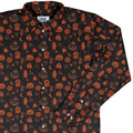 Spooky Halloween Orange Long Sleeve Button Up Shirt Geek Nerd adult sizing Design by Heather Davenport FLOW DESC WRITING
