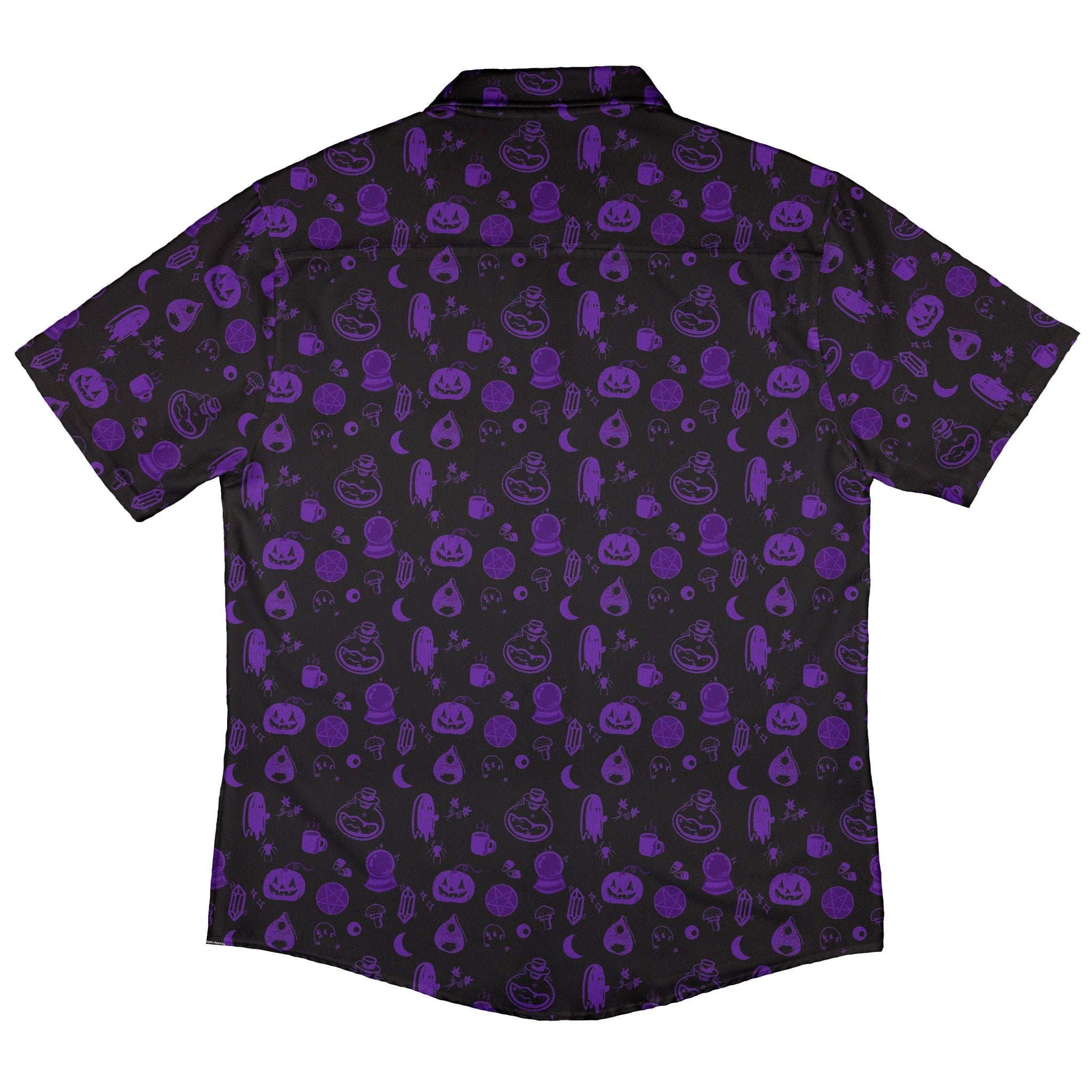 Spooky Halloween Purple Button Up Shirt Geek Nerd adult sizing Design by Heather Davenport halloween