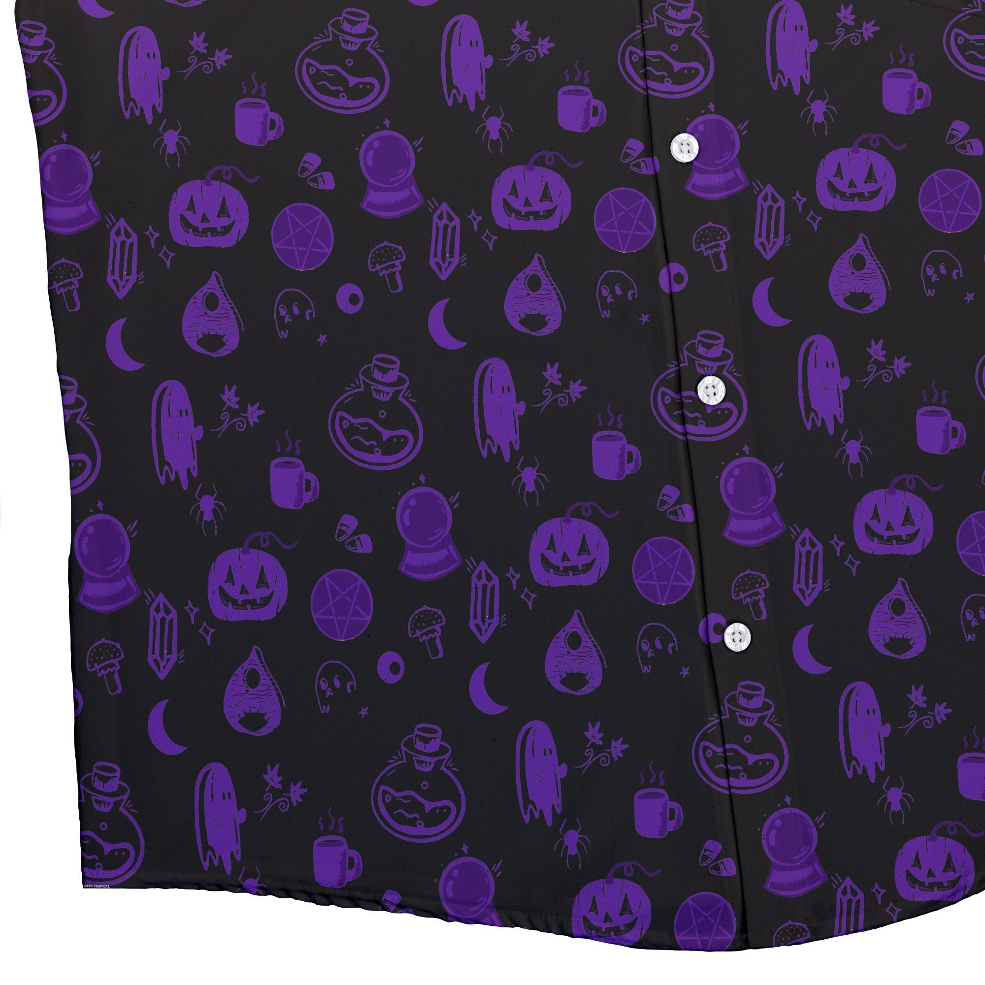 Spooky Halloween Purple Button Up Shirt Geek Nerd adult sizing Design by Heather Davenport halloween