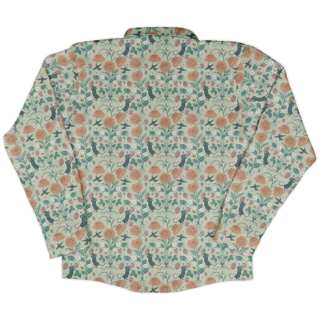 Spring Garden Long Sleeve Button Up Shirt Geek Nerd 0925 adult sizing All Adult Button Up Shirts