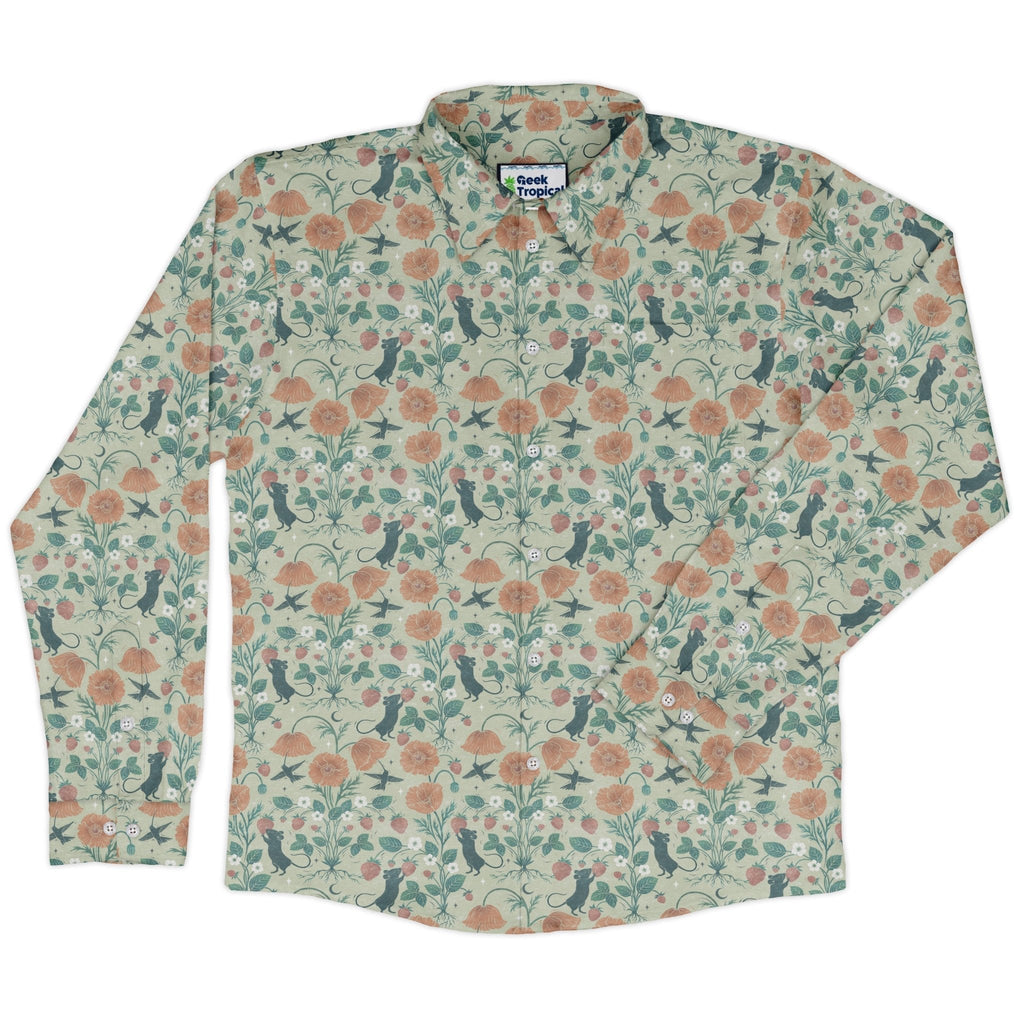 Spring Garden Long Sleeve Button Up Shirt Geek Nerd 0925 adult sizing All Adult Button Up Shirts