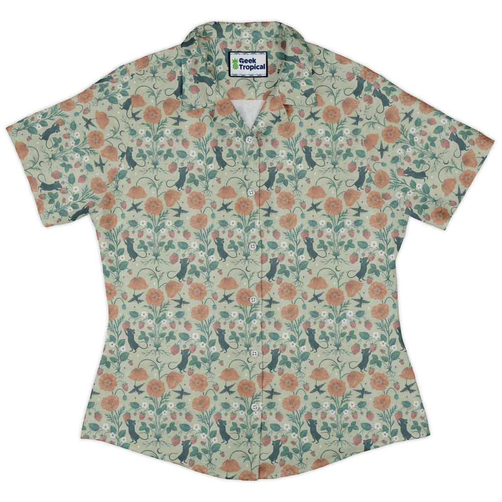Spring Garden Curvy Button Up Shirt Geek Nerd 0925 All Adult Button Up Shirts Botany Print